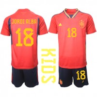Otroški Nogometni dresi Španija Jordi Alba #18 Domači SP 2022 Kratek Rokav (+ Kratke hlače)